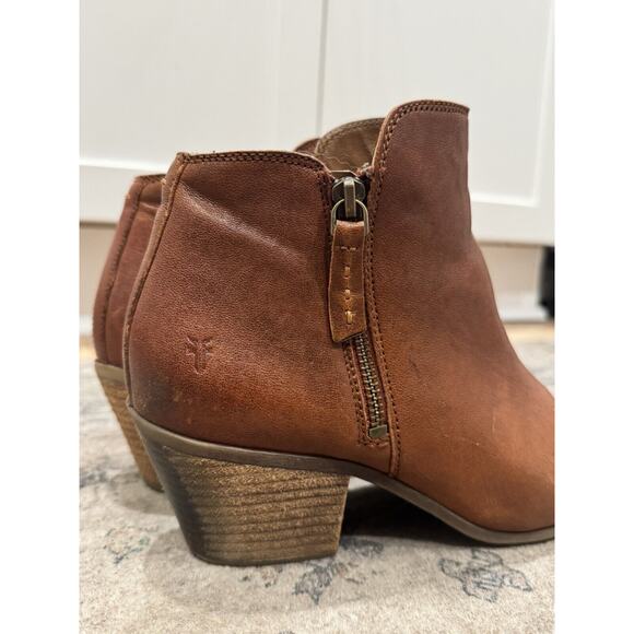 Frye Judith Whiskey Women’s Double Zip Ankle Booties Size 9 Brown Leather Boho - Picture 2 of 13